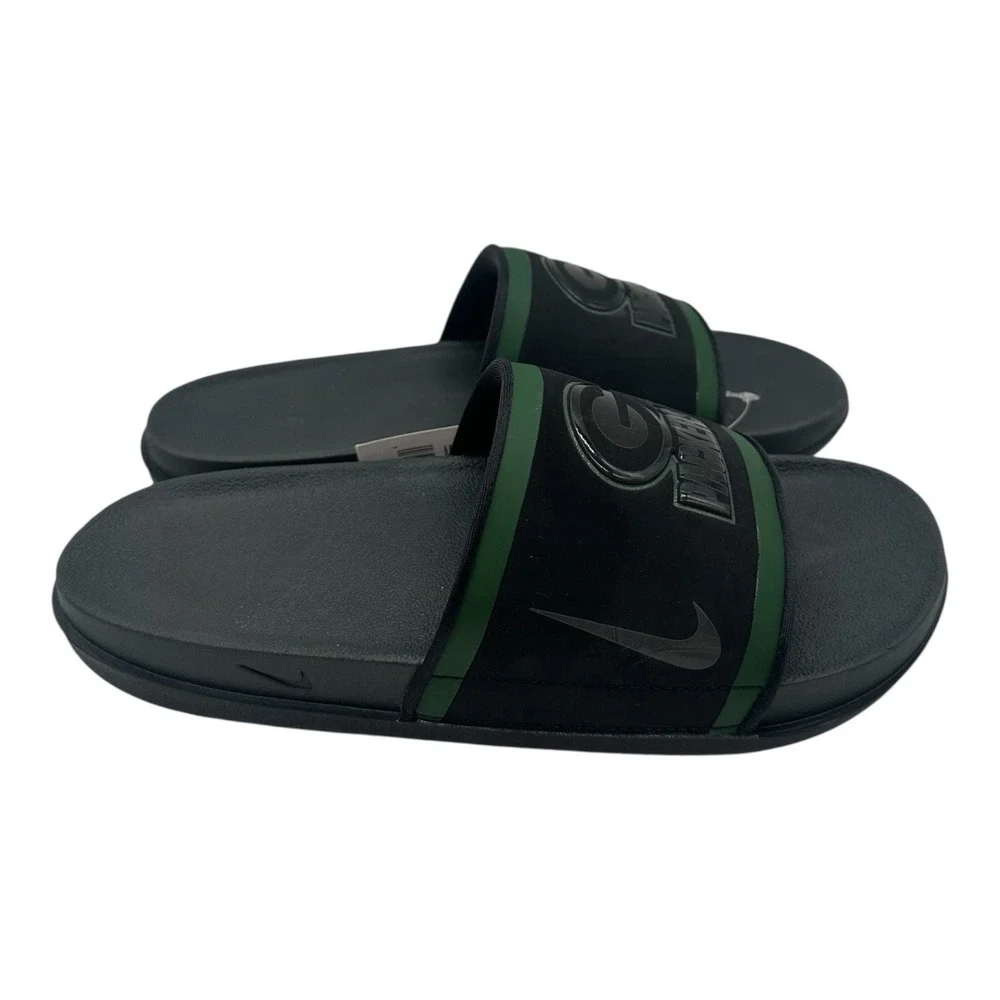 Nike Off Court Green Bay Packers Slides‎ Mens Sz 9 Black Sandals NFL DD0539-001
